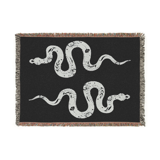 White Serpent Woven Blanket