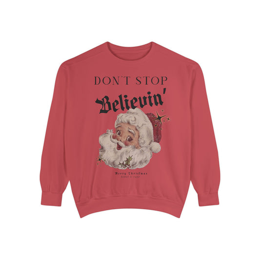 Don’t Stop Believin’ Vintage Christmas Santa Sweatshirt